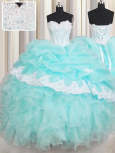 High Class Baby Blue Sleeveless Beading and Appliques and Ruffled Layers Floor Length Sweet 16 Dresses