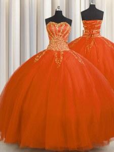 Sophisticated Really Puffy Tulle Sleeveless Floor Length Quinceanera Gowns and Beading