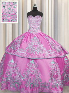 Sweetheart Sleeveless Sweet 16 Dress Floor Length Beading and Embroidery Lilac Chiffon