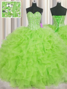 Visible Boning Floor Length Ball Gowns Sleeveless 15 Quinceanera Dress Lace Up