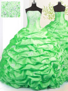 Sleeveless Sweep Train Beading and Pick Ups Lace Up Quinceanera Gown