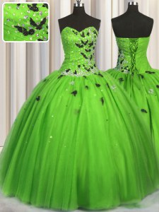 Fabulous Sleeveless Tulle Lace Up Quinceanera Dress for Military Ball and Sweet 16 and Quinceanera