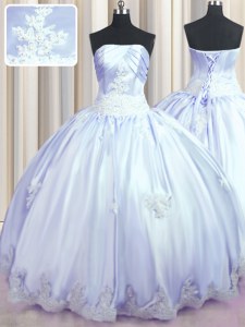 Perfect Taffeta Sleeveless Floor Length Quinceanera Gown and Appliques