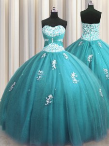 Halter Top Sleeveless Tulle Quinceanera Gown Beading and Appliques Lace Up