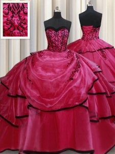 Eye-catching Sleeveless Beading and Appliques and Ruffled Layers Lace Up Sweet 16 Dress