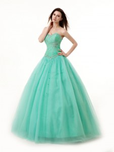 Turquoise Chiffon Lace Up Sweetheart Sleeveless Floor Length Ball Gown Prom Dress Beading and Ruching