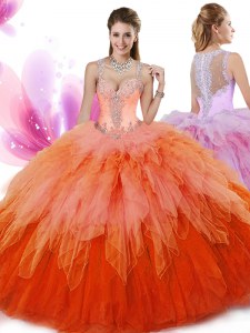 Floor Length Multi-color Sweet 16 Dresses V-neck Sleeveless Zipper
