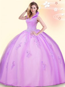 Spectacular Floor Length Ball Gowns Sleeveless Lilac Sweet 16 Dresses Backless