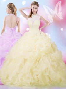Sleeveless Lace Up Floor Length Beading and Ruffles and Pick Ups Quinceanera Gown