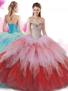 Dynamic Floor Length Multi-color Quinceanera Dress Sweetheart Sleeveless Lace Up