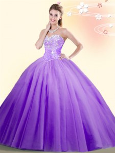 Low Price Tulle Sleeveless Floor Length Quinceanera Gown and Beading