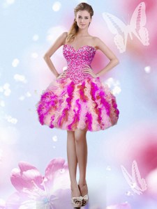 Spectacular Sweetheart Sleeveless Lace Up Club Wear Multi-color Tulle