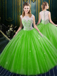 Custom Design Quince Ball Gowns Military Ball and Sweet 16 and Quinceanera and For with Lace High-neck Sleeveless Zipper
