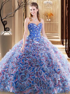 With Train Multi-color Quince Ball Gowns Sweetheart Sleeveless Brush Train Lace Up