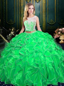 Scoop Sleeveless Organza Zipper 15 Quinceanera Dress for Military Ball and Sweet 16 and Quinceanera