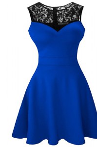 Scoop Sleeveless Zipper Pageant Dress for Girls Royal Blue Satin