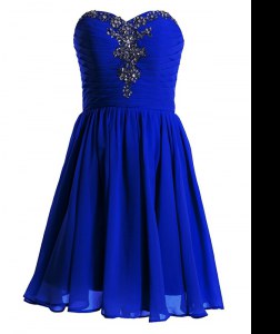 Mini Length Empire Sleeveless Royal Blue Lace Up