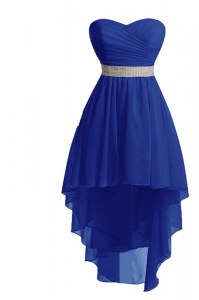 Dynamic Blue Sweetheart Lace Up Belt Pageant Dress for Womens Sleeveless