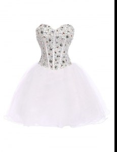 Sleeveless Lace Up Mini Length Beading Prom Party Dress