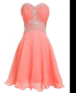 Mini Length Watermelon Red Prom Party Dress Sweetheart Sleeveless Lace Up