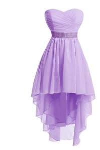 Lavender Lace Up Sweetheart Belt Cocktail Dresses Organza Sleeveless