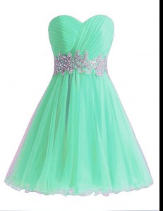 Decent Sweetheart Sleeveless Chiffon Prom Gown Beading and Ruching Lace Up