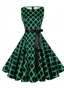 Fitting Scoop Sleeveless Chiffon Evening Dress Sashes ribbons and Pattern Zipper