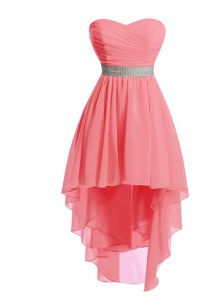 Watermelon Red Prom Party Dress Prom and Party and For with Belt Sweetheart Sleeveless Lace Up