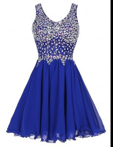 Cheap Royal Blue Prom Evening Gown Prom and Party and For with Beading Straps Sleeveless Zipper