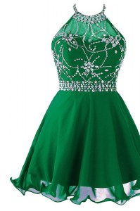 New Arrival Empire Red Carpet Prom Dress Green Scoop Organza Sleeveless Mini Length Zipper
