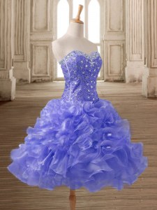 Elegant Organza Sleeveless Mini Length Dress for Prom and Beading and Ruffles
