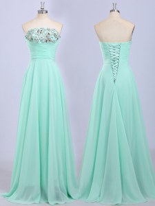 Sleeveless Beading Lace Up Prom Dress