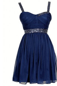 Chiffon Sleeveless Knee Length Prom Dresses and Sequins