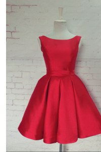 Beautiful Red Bateau Neckline Bowknot Pageant Dress for Womens Sleeveless Backless