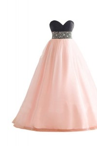 Free and Easy Pink And Black Sweetheart Neckline Beading Womens Evening Dresses Sleeveless Lace Up