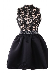 Sleeveless Backless Knee Length Beading and Appliques Prom Evening Gown