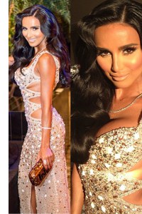 Scoop Peach Backless Prom Gown Beading and Sequins Sleeveless Floor Length