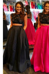 On Sale Scoop Floor Length Backless Dress for Prom Black for Prom and Party with Lace and Ruching