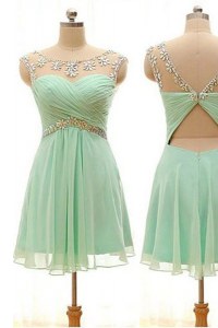 Lovely Apple Green Prom Dresses Prom and Party and For with Beading Bateau Sleeveless Zipper
