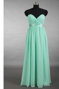 Great Apple Green Sleeveless Chiffon Zipper Prom Evening Gown for Prom and Party and Wedding Party