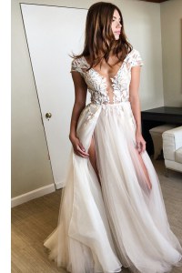 White Cap Sleeves Floor Length Lace Lace Up Homecoming Dress