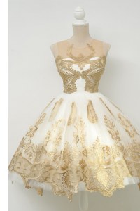 Suitable Scoop Champagne Sleeveless Tulle Zipper Prom Gown for Prom and Party