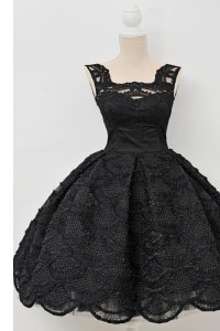 Square Sleeveless Lace Evening Dress Lace Zipper