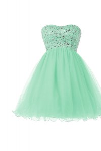 New Arrival Knee Length Apple Green Evening Dress Sweetheart Sleeveless Lace Up