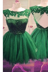 Dark Green Bateau Backless Beading Prom Evening Gown Sleeveless