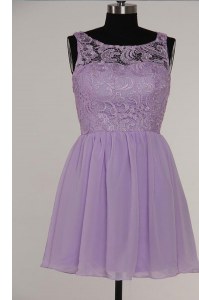 Lavender Prom and For with Lace Scoop Sleeveless Zipper
