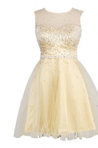 Amazing Scoop Knee Length Zipper Prom Dress Yellow for Prom and Party with Sequins