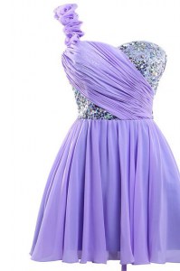 Lavender One Shoulder Lace Up Sequins Evening Dress Sleeveless