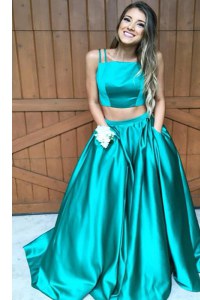 Spectacular Zipper Dress for Prom Green for Prom and Party with Ruching Sweep Train