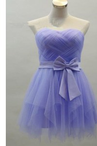 Sweetheart Sleeveless Zipper Prom Evening Gown Lavender Satin